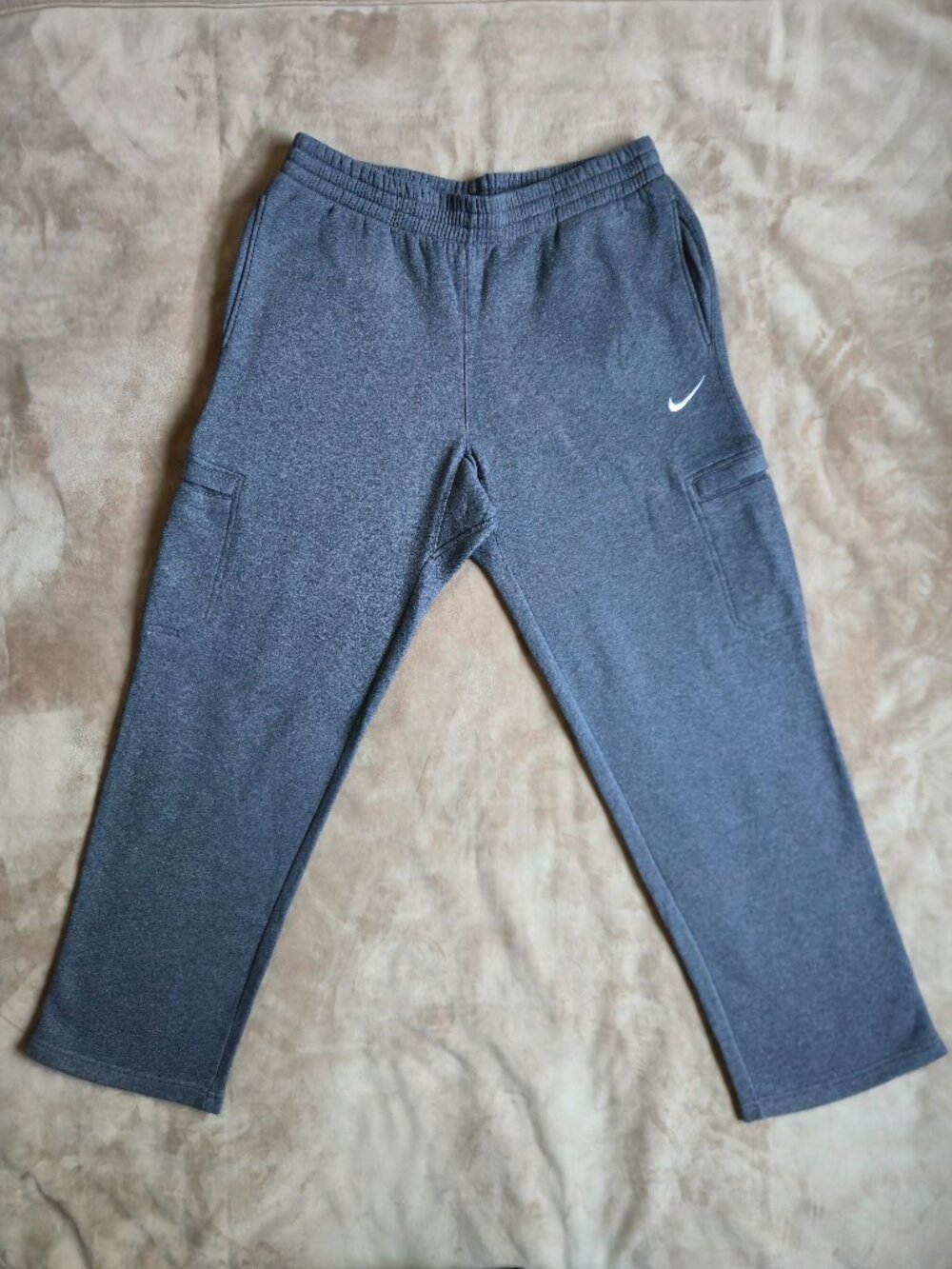Nike Club Fleece Cargo Sweatpants Open Hem Charcoal Heather Men's XL 586385
